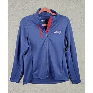 New England Patriots Antigua Jacket Womens Large Navy Red Trim Full Zip